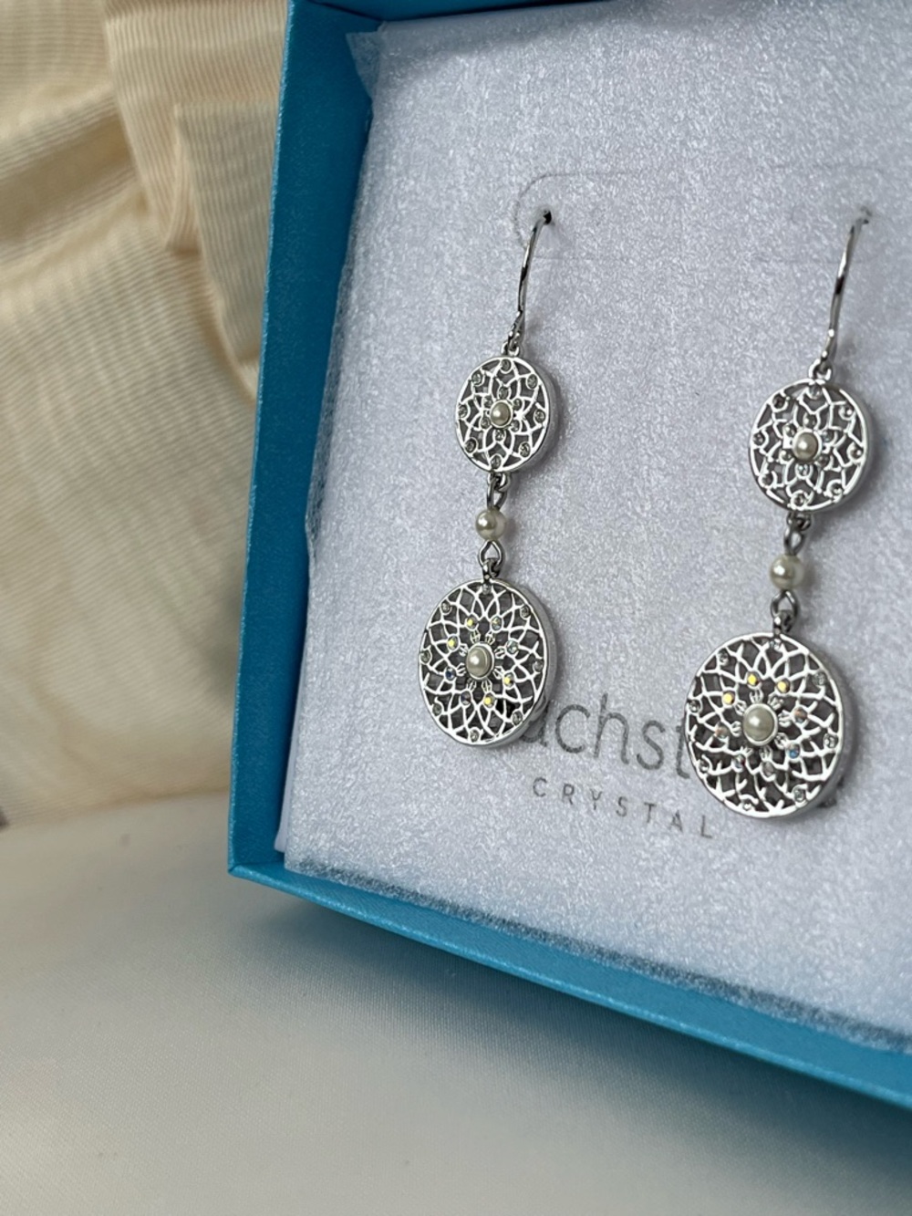 Swarovski Touchstone Lace Work Earrings BNIB - Picture 7 of 9
